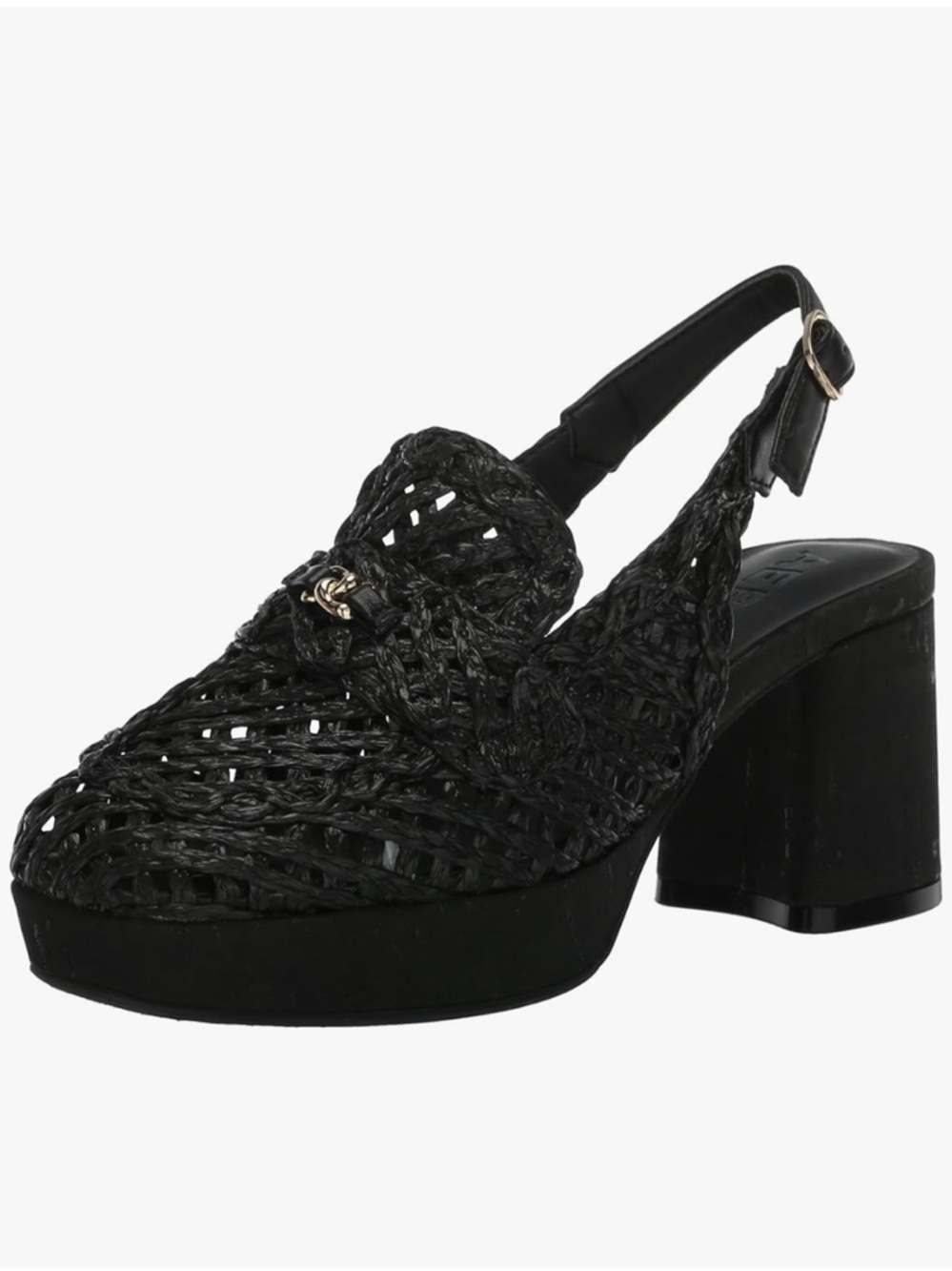 Santiago Raffia Platform Slingback Loafer – Black